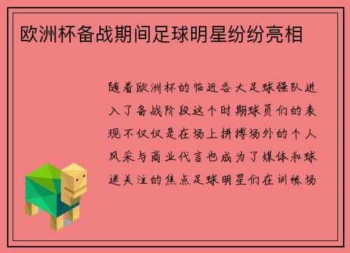 欧洲杯备战期间足球明星纷纷亮相